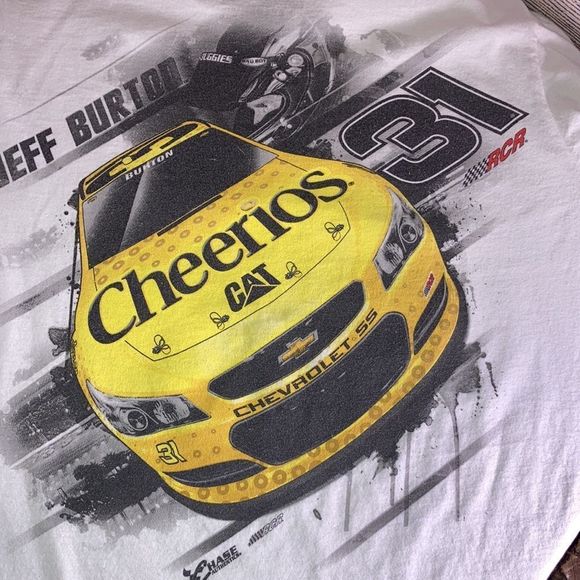 Rare Vintage 90’s Chase Authentics Jeff Burton nascar cheerios white medium tee - Picture 8 of 8